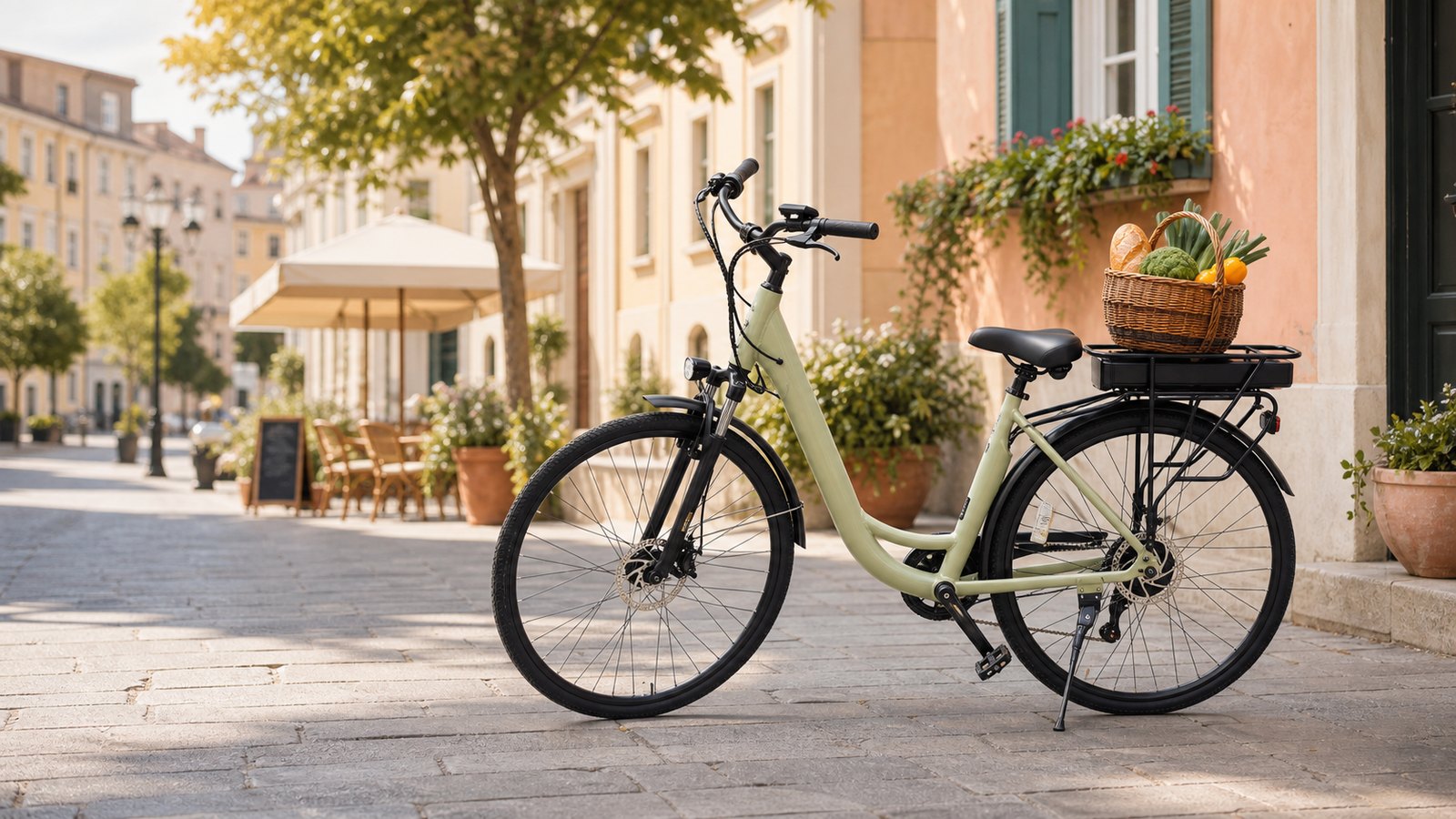 City bike elettrica Cecotec in ambientazione urbana